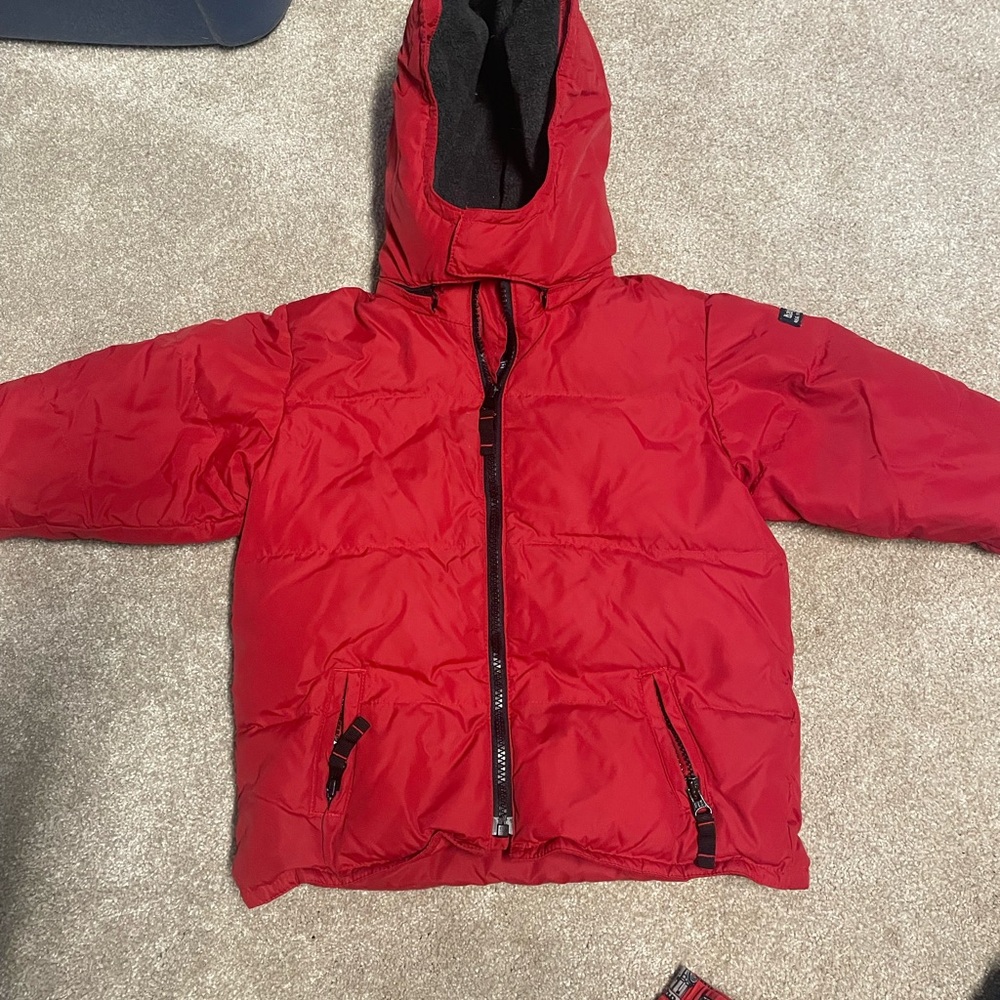 GAP Red Winter Jacket with Removable Hood